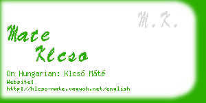 mate klcso business card